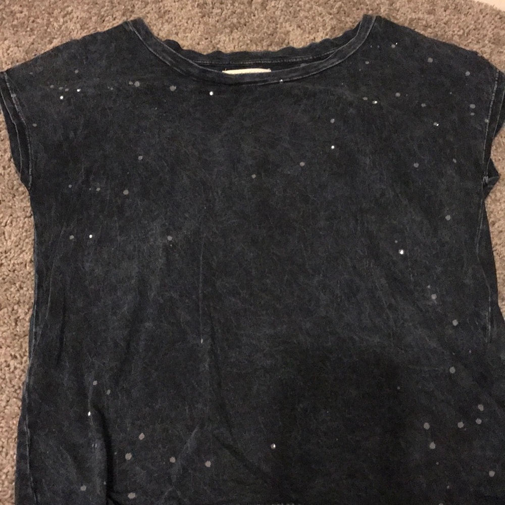 Dark navy blue shirt with white dots
